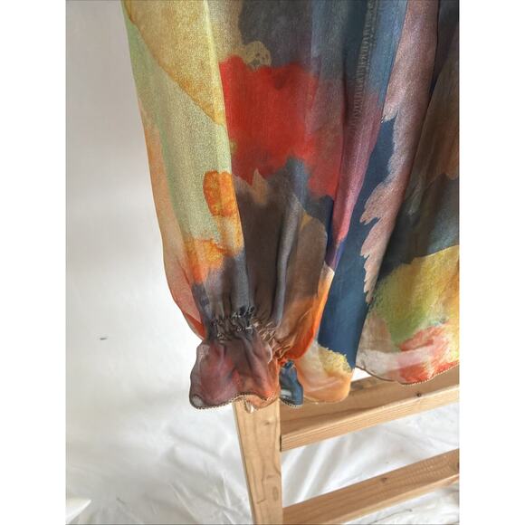 NWT Tempo Paris Multicolored V-Neck Silk Blend Blouse #0942 XL - Picture 2 of 5